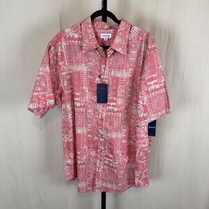 Haggar Tuckless Shirt Mens XLT Slim Fit Antique Salmon Block Print NWT 138443Y